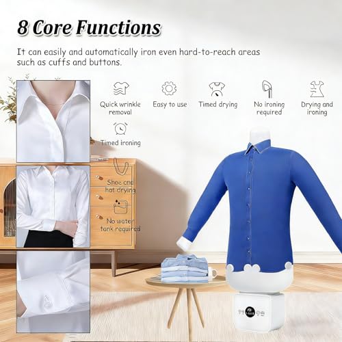 Image of Automatic Ironing Machine 3.0, 3-in-1 Clothing Steamer & Hands-Free Hot Air Dryer for Shirts, Pants & Shoes, Gentle on All Fabrics, Smart Timer & Auto Shut-Off - for Home & Dorm