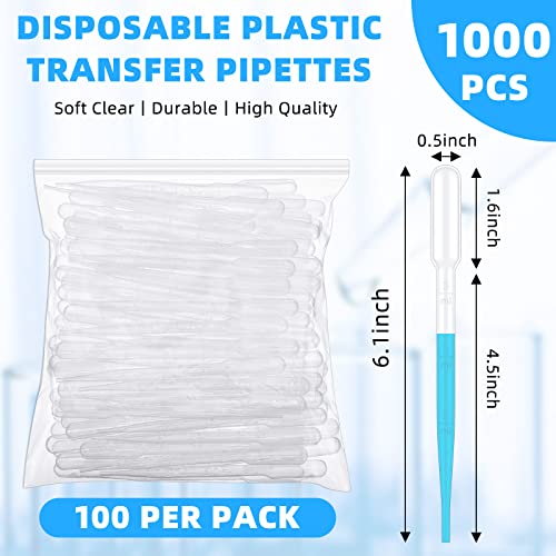 Buryeah BO-BURYEAH-507 1000 Pcs Plastic Pipettes Droppers 3Ml Disposable Transfer Pipettes Eye Dropper Small Graduated Pipettes Dropper thumb #6