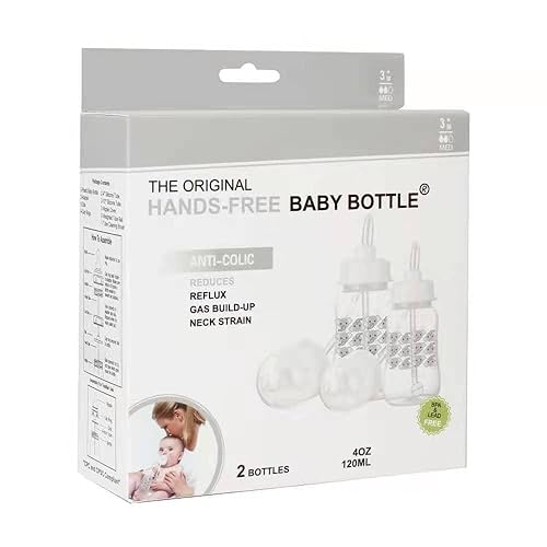 Miniatura 5 de Hands-Free Baby Bottle - Sistema de enfermería anticólicos biberón de 4 onzas con pezón/tetina de flujo rápido 9.8 ft+ infantil con sistema de