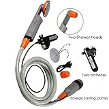 [page_title]-Qbuds Tragbare Campingdusche, kompakte Duschpumpe mit Zwei abnehmbaren USB-Akkus, Handbrause für Camping, Wandern, Reisen, Notfälle (2 Batterien)
