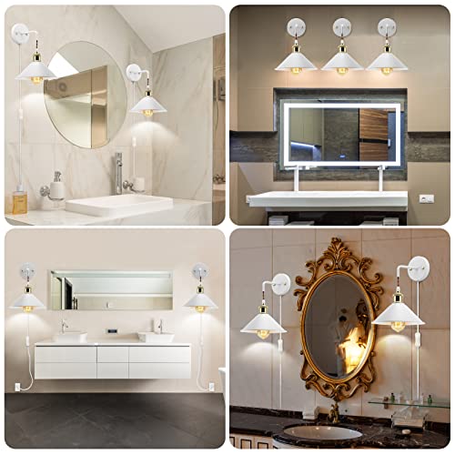 Image of KEWANNO Plug in Wall Sconces, 2PACK Wall Lamp with Plug in Cord, Plug in Wall Light Sconces, Sconces Wall Lighting Plugin, E26 Modern Wall Light Fixtures (White)