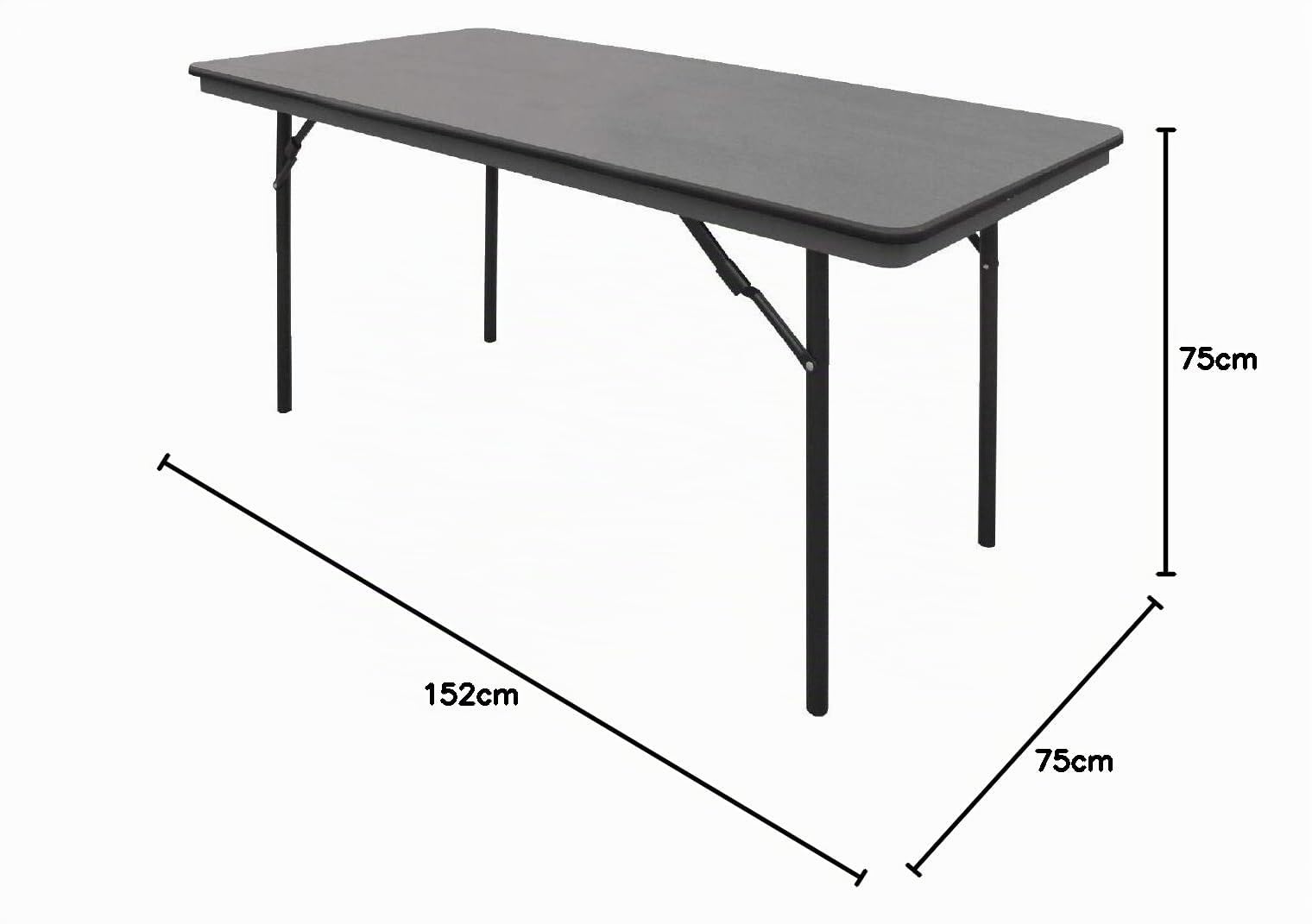 Bolero Table de banquet pliante rectangulaire en ABS 5 pieds, gris 5 pieds, taille: 750(H)x1520(L)x760(W)mm, table portable intérieure et extérieure, GC595