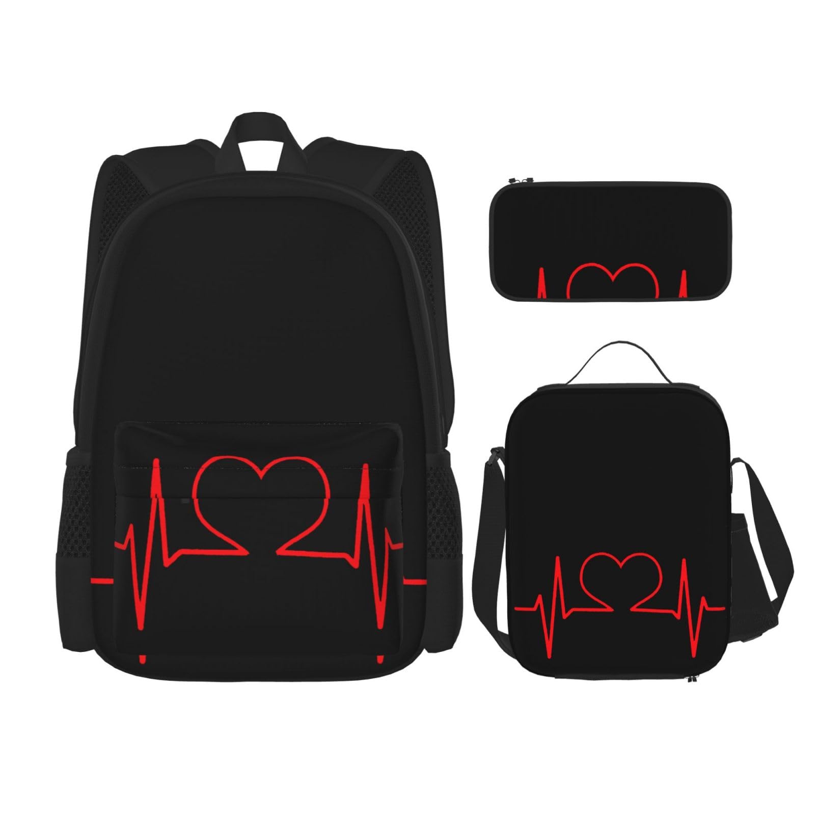 YIUBDHON Nurse And Heart EKG Nursing Backpack 3PCS Backpack Set 17 IN Computer backpack Laptop Backpack