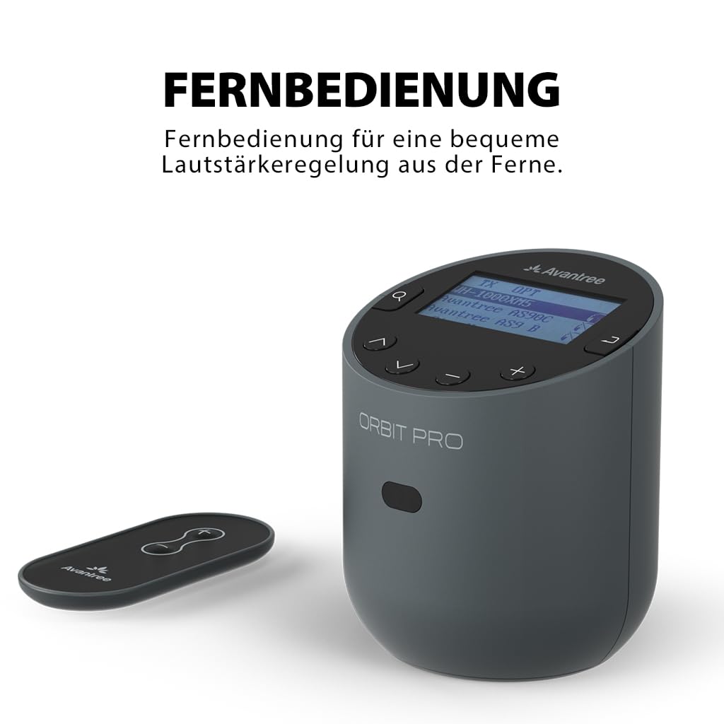 Avantree Orbit Pro - Bluetooth Audio Transmitter für TV mit Optischem oder AUX-Audioausgang (Inkl. Smart-TVs), Surround-Sound, Einfache Lautstärkeregelung für AirPods & Andere Kopfhörer