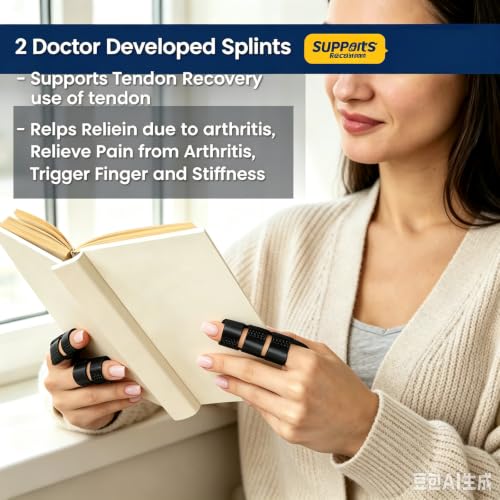 Image of NSKONGDODO Trigger Finger Splints /Brace for Knuckle Immobilization,Broken Protector and Straightening Arthritis Relief,Pain Relief,Fits Index,Middle, Ring Fingers (2, 3 Straps)