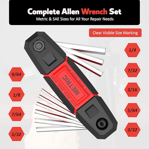 Image of 17PCS Folding Allen Wrench Sets | Metric & SAE Hex Set Durable & Portable Allen Key Set for Home, Bike, Automotive, and DIY Repairs