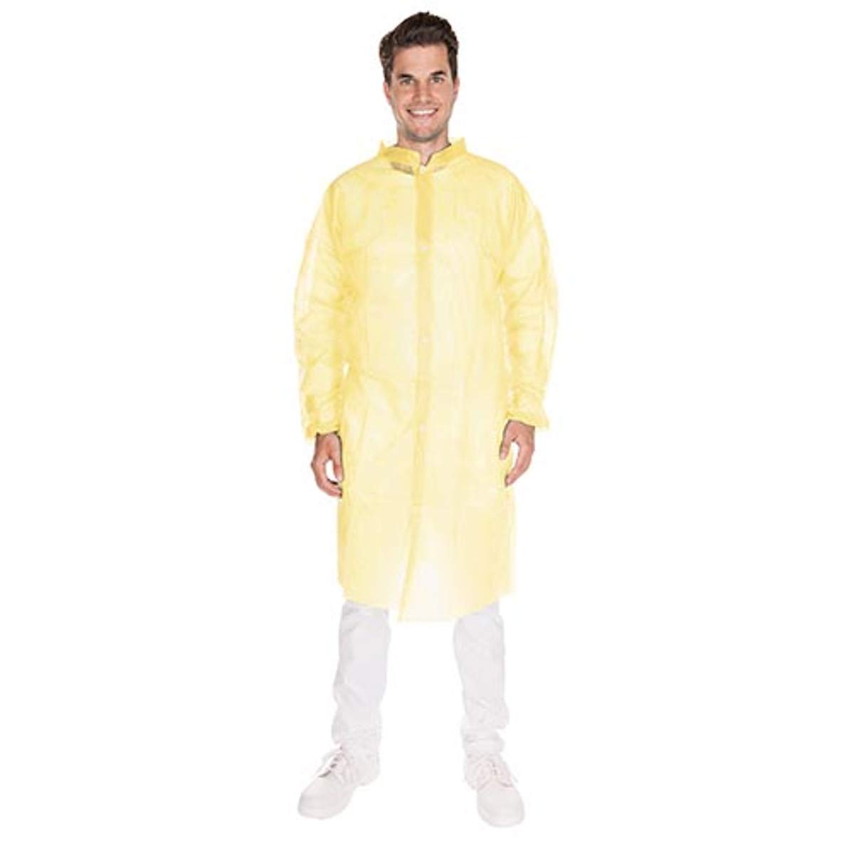 Top-PP-Besucherkittel, Premium- Einwegkittel, Vlies-Kittel, Klettverschluss, Farbe:gelb, Größe:XL