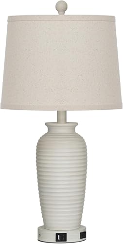 Miniatura 8 de Lámparas de mesa vintage de 25 pulgadas, lámpara de noche rústica individual con puertos USB A+C y salida de CA, lámparas de mesita de noche para