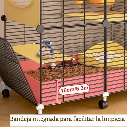 Jaula para animales pequeños para ratas, hurones, chinchillas, cobayas y hámsters grandes, hábitat interior de varios niveles con amplia sala de estar