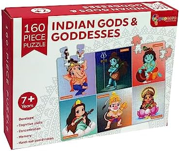 Popcorn Games & Puzzles 160 Piece Puzzle Indian Gods & Godesses | Improves Your Child Cognitive Skills, Concentration, Memory & Coordination