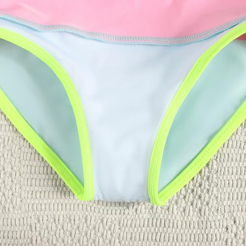 Image of Little Girl Swimsuit Casual Swimwear Kids Two Piece Color Block Bathing Suits Beach Bikini Set 3-12Years