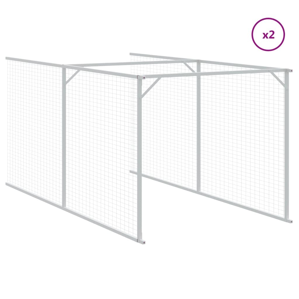 Hundehütte mit Dach Anthrazit 117x609x123 cm aus verzinktem Stahl wetterfest und Winterfest für Outdoor und Indoor Schutz, langlebiges Hundehäuschen mit Auslauf für Welpen und große Hunde