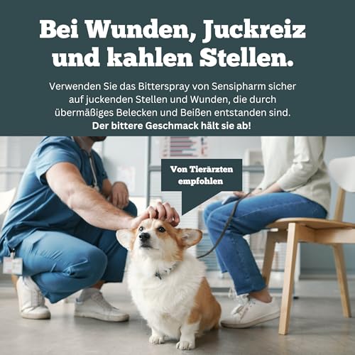 Sensipharm Bitterspray Hund & Katze 100ml – Anti Kau Spray gegen Lecken an Wunden & Verbänden – Bitterstoff Spray für Möbel, Kabel & Textilien – alkoholfrei