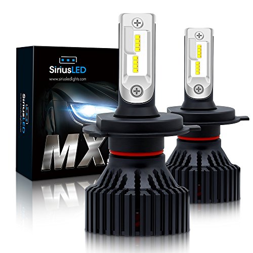 SiriusLED MX 8000 Lumen ZES Chip Extremely Bright LED Headlight Fog Lamp Conversion Kit Pure White 6500K Size 9003 (H4) Set of 2