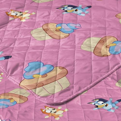 Image of Northwest Bluey Cupcake Stars Quilted Reversible Throw Blanket - Official BlueyThrow Blanket, for Any Kid - Bed, Couch, or Playroom, 60 x 80 Inches