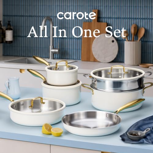 Image of CAROTE 18 PCS Stainless Steel Cookware Set, Pots and Pans Set