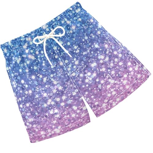Pigsaly Boys Swim Trunks Pink Lavender Blue Gradient Flashing Glitter Boys Board Shorts Swimsuit Swimwear Bathing Suit 2T