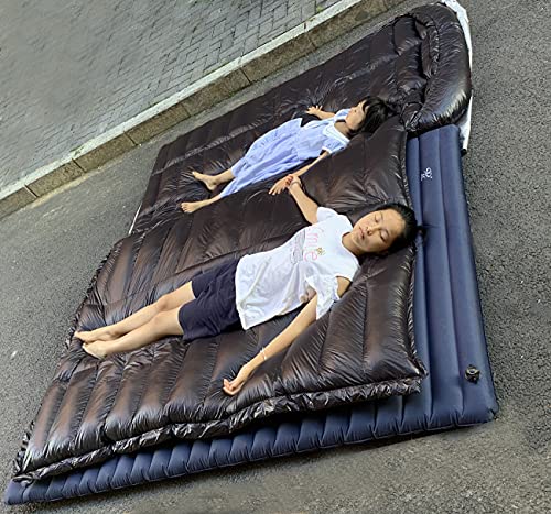 Fengzel Outdoor 二人用寝袋 封筒型 立体キルト 足が出せる 230*150cm 2-3人用 93%ダウン 1000-3000高級羽毛量 キャンプ 自宅 防災用 コンパクト 極限耐寒 ワイトシュラフ (ブラック, 厳冬用(3000gダウン詰め)) 6枚目