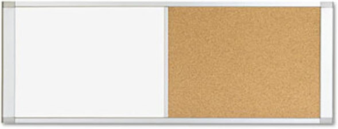 MasterVision Combo Cubicle Workstation Dry Erase/Cork Board, 48 x 18, Natural/White Surface, Aluminum Frame