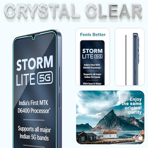 Image of ArmourPro Military Grade Gorilla Tempered Glass Screen Protector Compatible For Lava Storm Lite (6.75 Inch) With Easy Installation Kit| Edge To Edge Coverage |Black