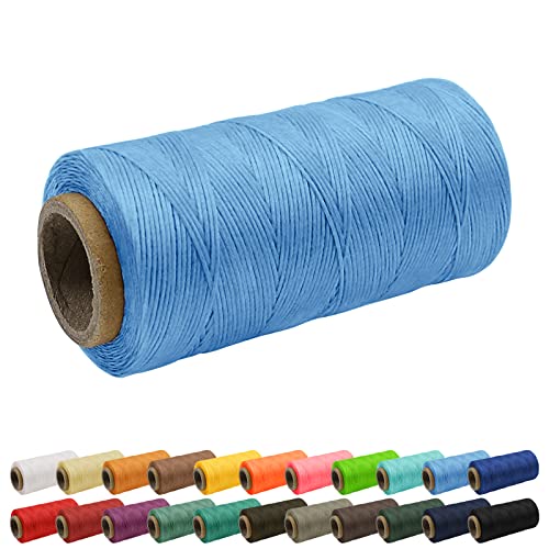 Uiopa 1mm Waxed Thread, 260m 150D Leather Sewing Thread, Hand Stitching Flat Waxed Cord for Leather Craft Bookbinding