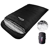 Fengzel Outdoor 二人用寝袋 封筒型 230*150cm 95%グースダウン 850FP 1000-3000g高級羽毛充填 足が出せる 全開可能 最低使用温度-45℃ 2-3人用 大きいサイズ シュラフ (ブラック, 秋/冬用(1000gグースダウン充填))