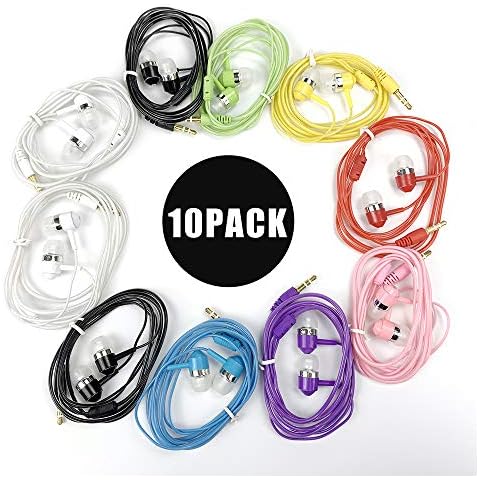 ZXFYE Earbud Headphones Bulk Wired Earphones Mixed Colors 10 Packs Compatible with iPhone Smartphone Computer Laptop MP3 School Classroom Cover