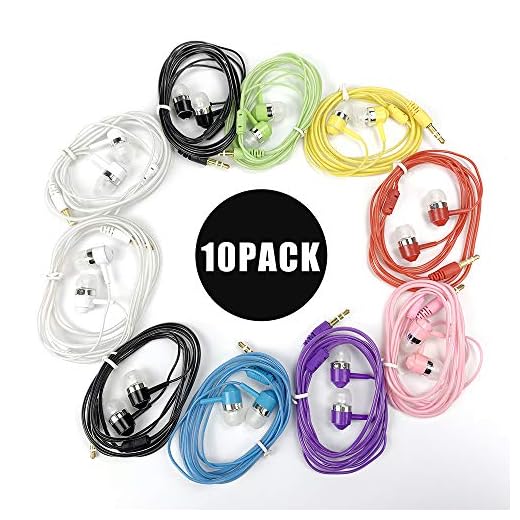 ZXFYE Earbud Headphones Bulk Wired Earphones Mixed Colors 10 Packs for iPhone Smartphone Computer Laptop MP3 School Classroom