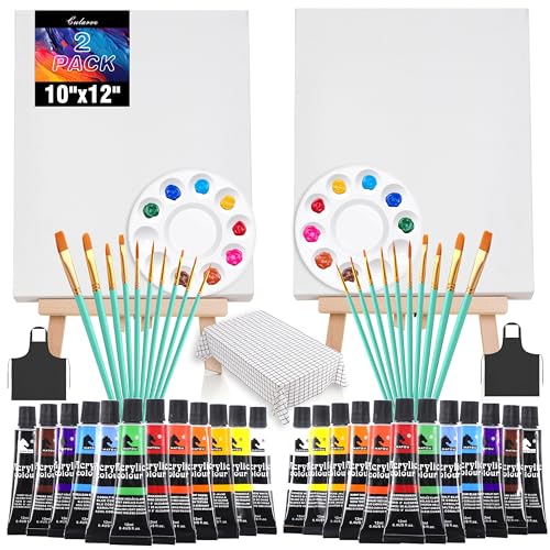 Cularve 2-Pack 10''x12'' Sip and Paint Kit for Adults (with Easel), Date Night Painting Kits for Adults, Couples, Beginners, and Painting Parties | Ideal for Art Lovers and Creative Fun