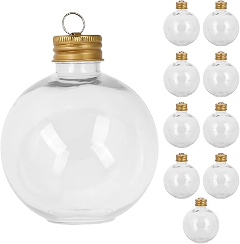Baluue 10 bolas de alcohol de Navidad, bolas de adornos rellenables para árbol de Navidad de 8.5 fl oz, bombillas colgantes para decoración de Baluue 10 bolas de alcohol de Navidad, bolas de adornos rellenables para árbol de Navidad de 8.5 fl oz, bombillas colgantes para decoración de