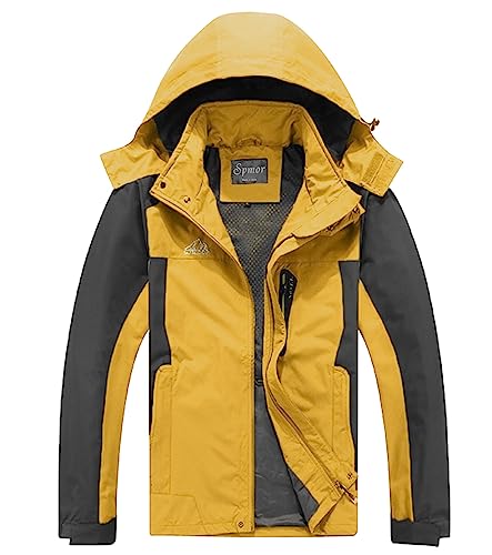 Image of Men's Rain Jacket Waterproof with Hooded Hiking Outdoor Coat Lightweight Windbreaker