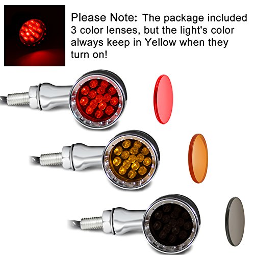 Senkauto Motorcycle Bullet 20 LED turn Signal Light Blinker (Red Light, Chrome) - Thumbnail 5