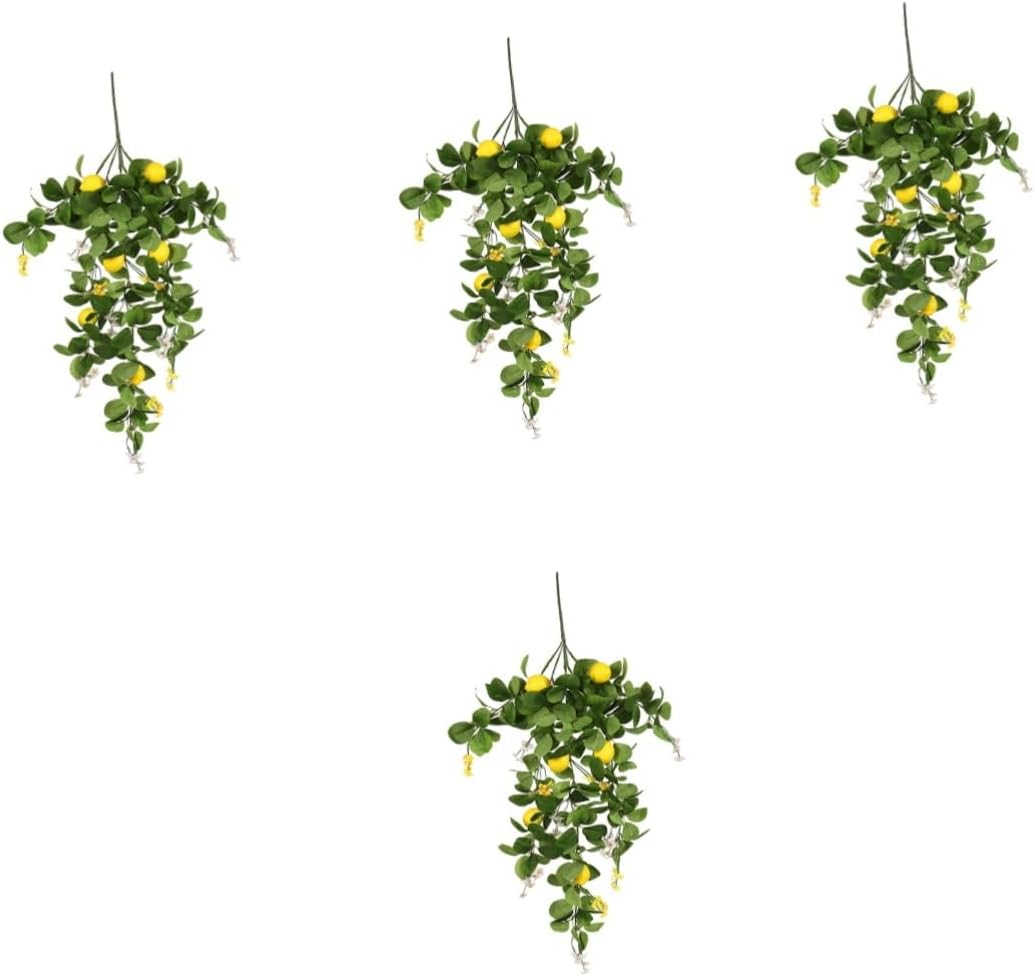 Cabilock 4pcs Artificial Lemon Branch Leaves for Home Decoration Office Decor and Floral Arrangements Realistic Faux Lemon Picks for Winter Home Decor and Stylish Displays