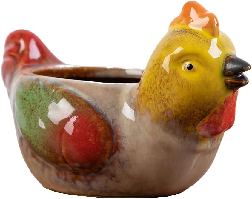 WAIT FLY Cute Animal Ceramic Flower Pot Succulent Planter-Chicken