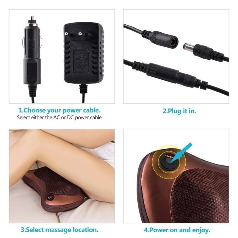 Image of Body Massager Pillow With 8 Kneading Ball, Full Body Pain Relief, Shoulder, Legs, Neck & Back Pain Relief with Shaitsu Infrared Heat Therapy, Deep Tissue Electric Massager for Car & Home- Office