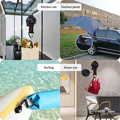 Image of CONBOLA Heavy Duty Suction Cups 4 Pieces with Hooks Upgraded Car Camping Tie Down Suction Cup Camping Tarp Accessory with Securing Hook Strong Power for Awning Boat Camping Trap.(4 pcs)
