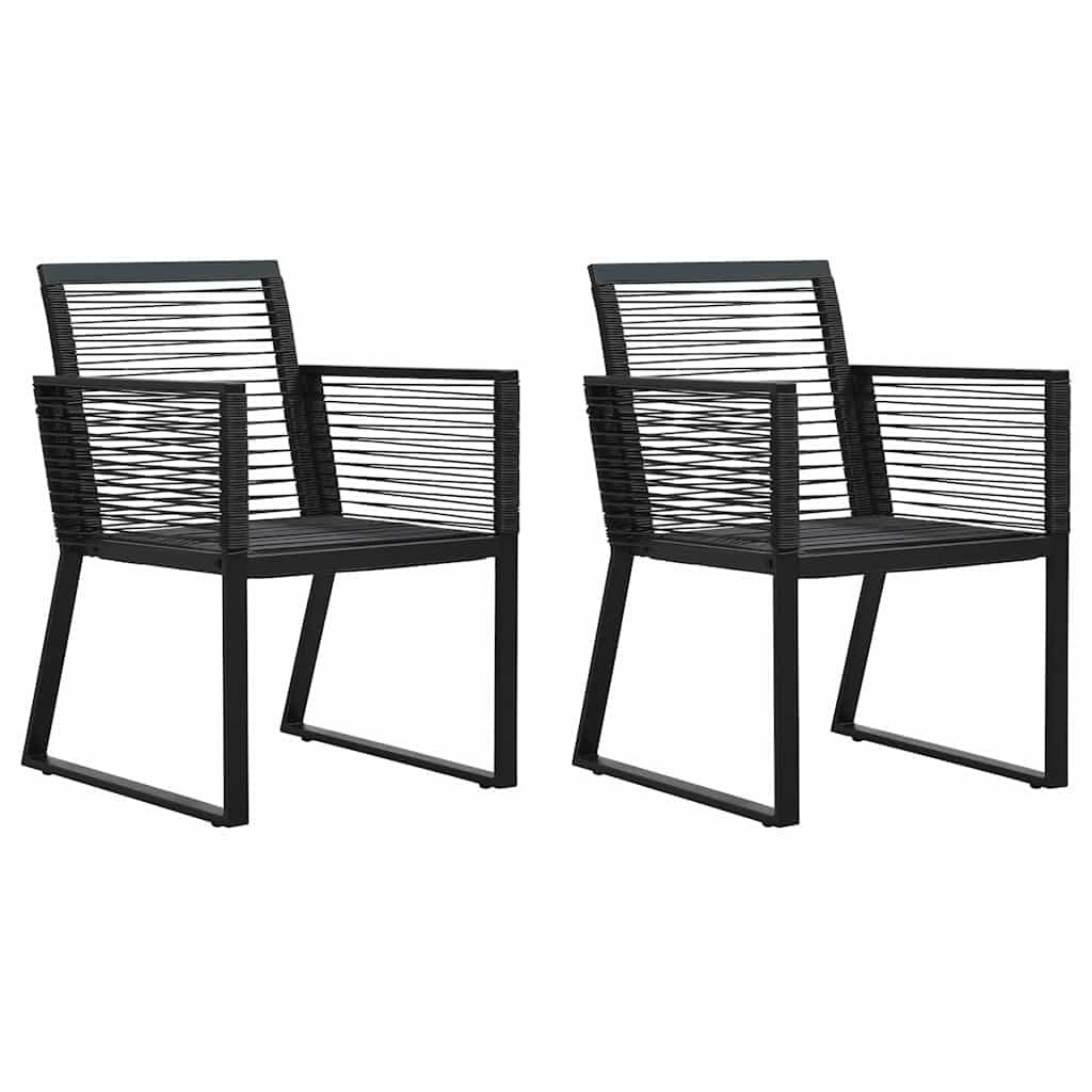Krzesła ogrodowe 2 szt. czarne PCW rattan