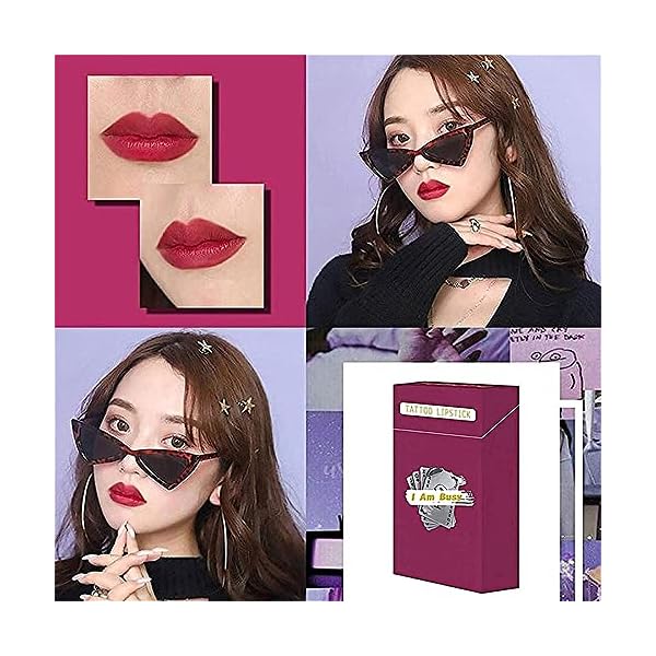 Yvemk Tattoo Lipstick Cotton Swab, 20 Pcs Tattoo Lip Stain Long Lasting Waterproof Matte Lipstick, Portable Lipstick Cotton Swab, Women Non-stick Lip Tints
