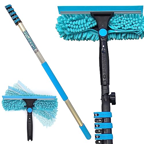 IGAD Pole - Kit de limpieza de ventanas telescópica profesional de 6 m, barra de extensión y un solo pivote de 25 cm, escobilla de goma para limpiar ventanas