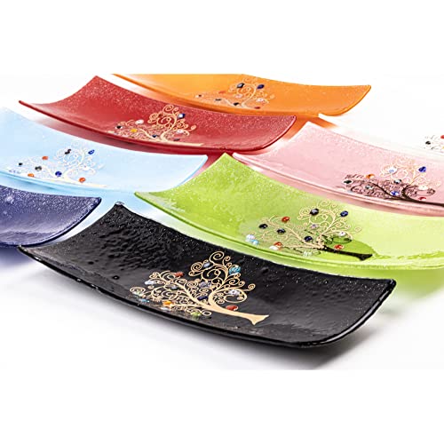 SOSPIRI VENEZIA - Murano Glass Decorative Bowl, Tree of Life Design, Handmade in Italy, Murrine & Gold Leaf Accents, Elegant Gift Idea, 11.8 x 5.1 in - Image 4