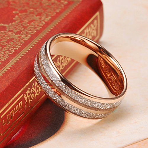 Image of THREE KEYS JEWELRY Tungsten Wedding Band Meteorite Inlay for Men Women