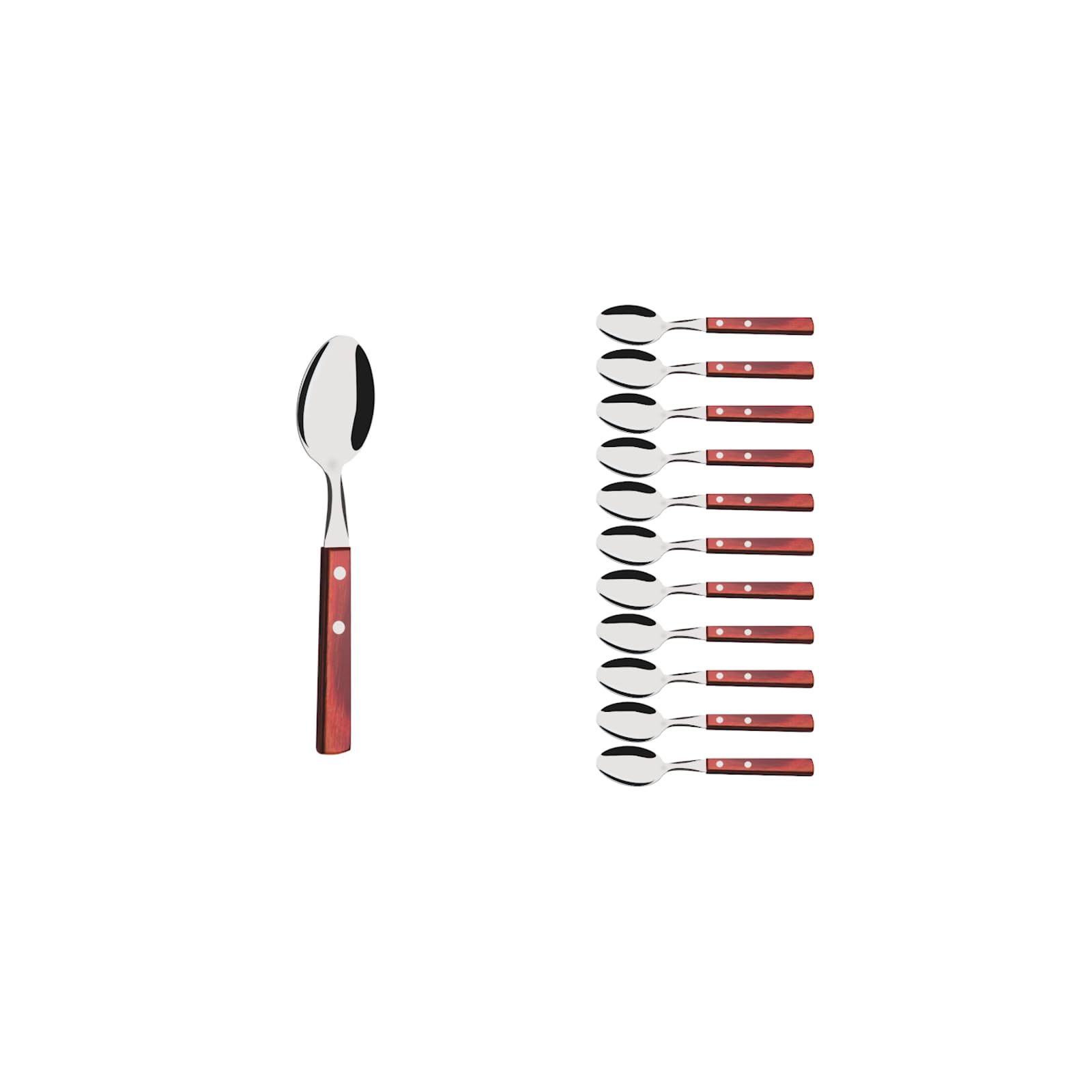 Set 12 Cucchiaini Da Caffè Tramontina In Legno Rosso – Acciaio Inox E Manico FSC – Lavastoviglie - 2