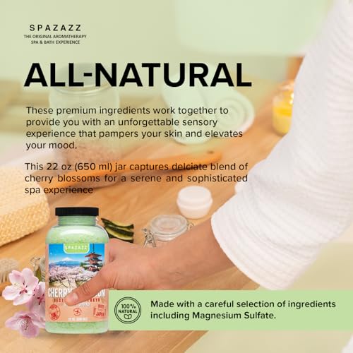 Hot Tub Aromatherapy Spa & Bath Salt Crystals - Cherry Blossom - Tokyo Destinations Collection - Scents for Relaxing in Spas and Bath Tubs - Skin Softening Magnesium Mineral Soak by Spazazz - 22 oz - Image 6