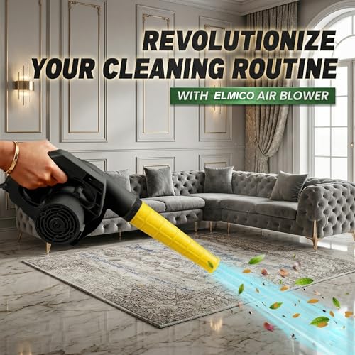 Image of Elmico 700W Electric Air Blower for PC and AC Cleaning - 100% Copper Armature Motor, 40 Mins Continuous Use, Heavy Duty Dust Cleaner Blower with High Suction & Air Flow (Yellow & Black)