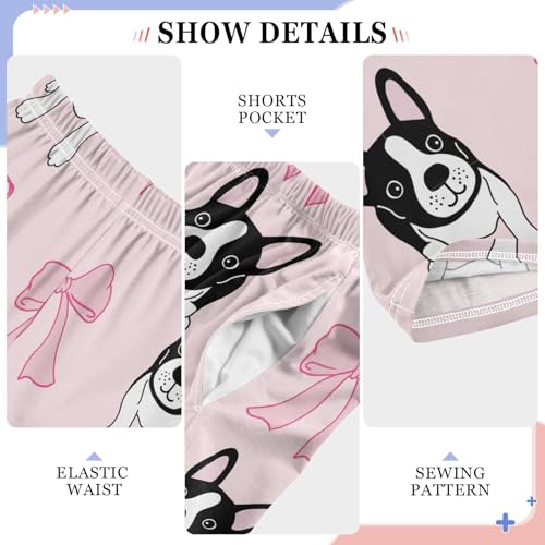 Bulldog and Bow Boys Pants Boys Athletic Pants Long Pant for Boywith Pockets Wide-Leg Size 6-14Y4