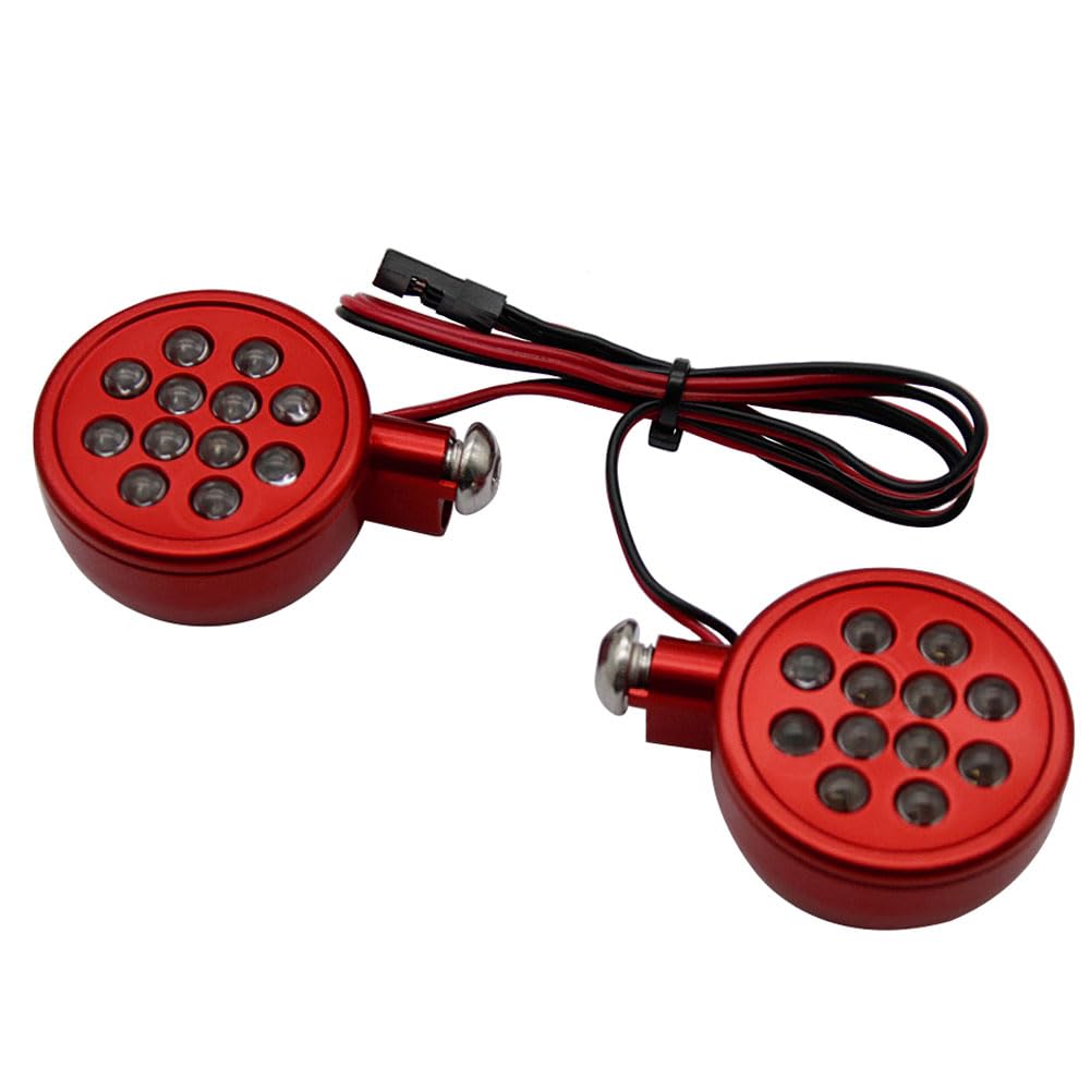smTSRC LED CNC Red Aluminum Light Pods Red for 1/5 HPI Rovan King Motor Baja LOSI FG 5b 5t 5sc Rc Car Parts - Image 3