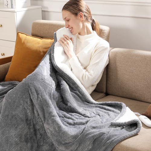 Electric Throw Blanket Heated Throw 50''x60''- Wheat Pattern Flannel &