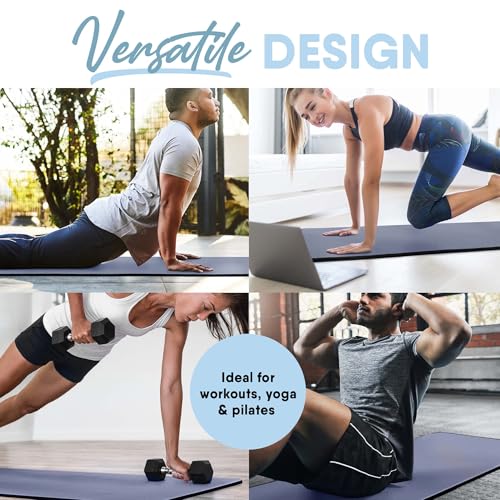 Image of MICRODRY Deluxe Fitness Exercise Yoga Mat for Home & Gym, Extra Thick for High Impact Training, Multi Layered Skid Resistant Surface, Odor Neutralizing with Carrying Strap