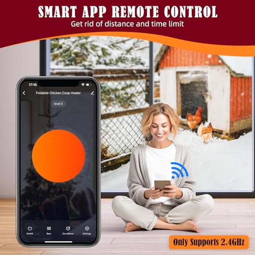 Image of Chicken Coop Heater for Winter with Remote APP Control, 30''x12'' Large Foldable Chicken Heaters Warmer Inside Coop with Adjustable Timer Temp, 180W Safe Flat Panel Radiant Heater for Chickens Coops