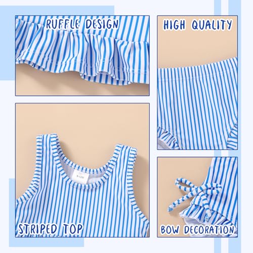 Image of HAPPYMA Baby Swimsuit Toddler Girl Bathing Suit Summer Stripe Bikini Set Beach Two Piece Swim Wear